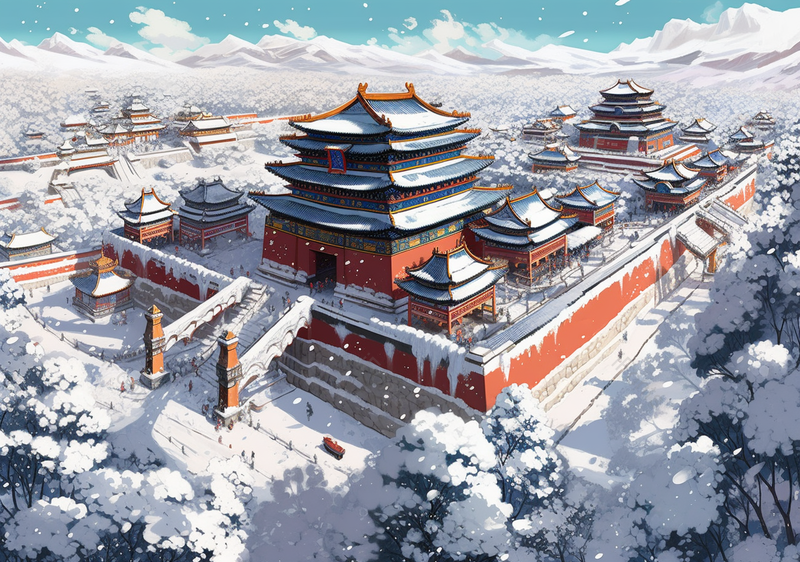 中国风大寒节气唯美意境风景插画背景图,插画/手绘图,插画/手绘图库,插画/手绘图下载,插画/手绘